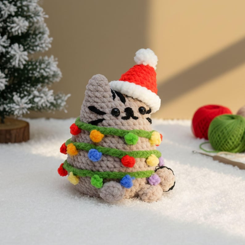 Christmas Cat Crochet PDF Pattern
