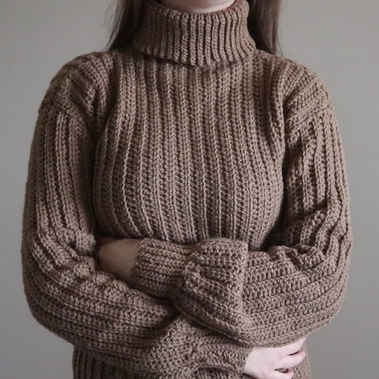 Oversized Turtleneck Sweater Crochet Pattern