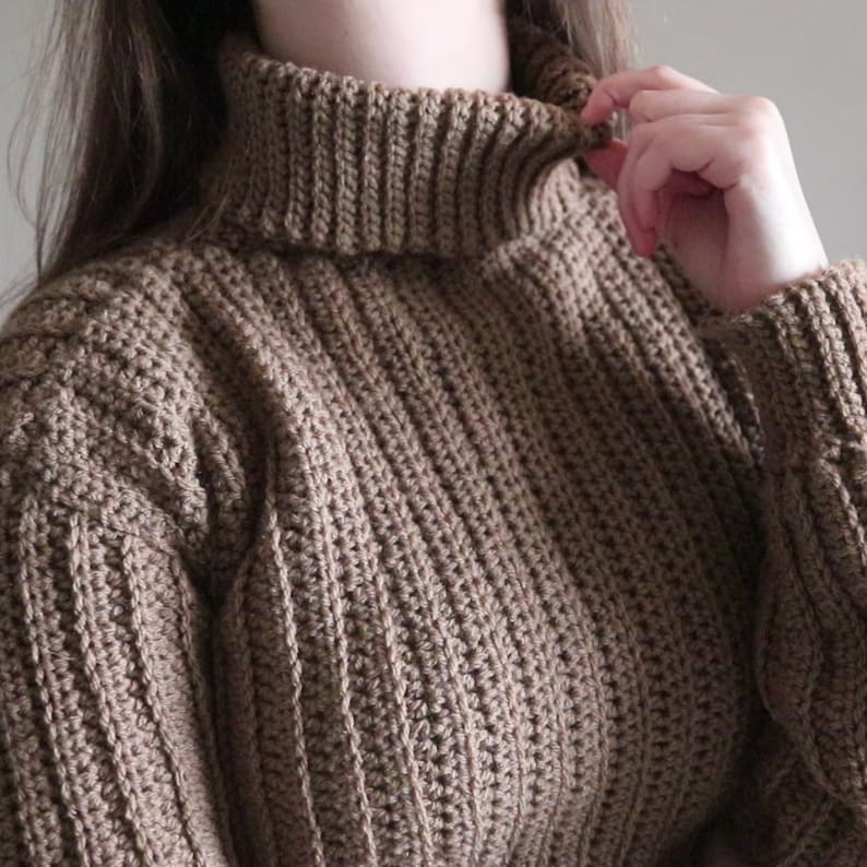 Oversized Turtleneck Sweater Crochet Pattern