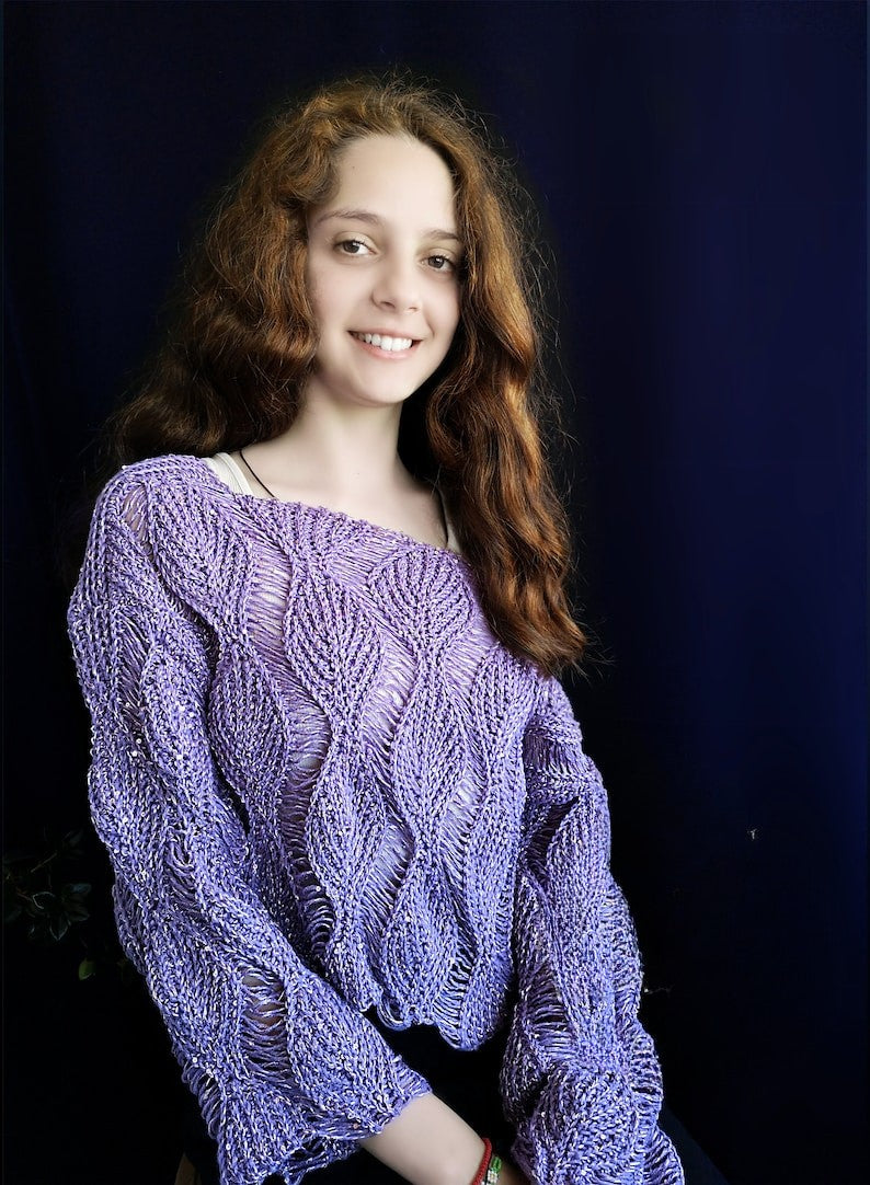 Leafy pullover crochet pattern