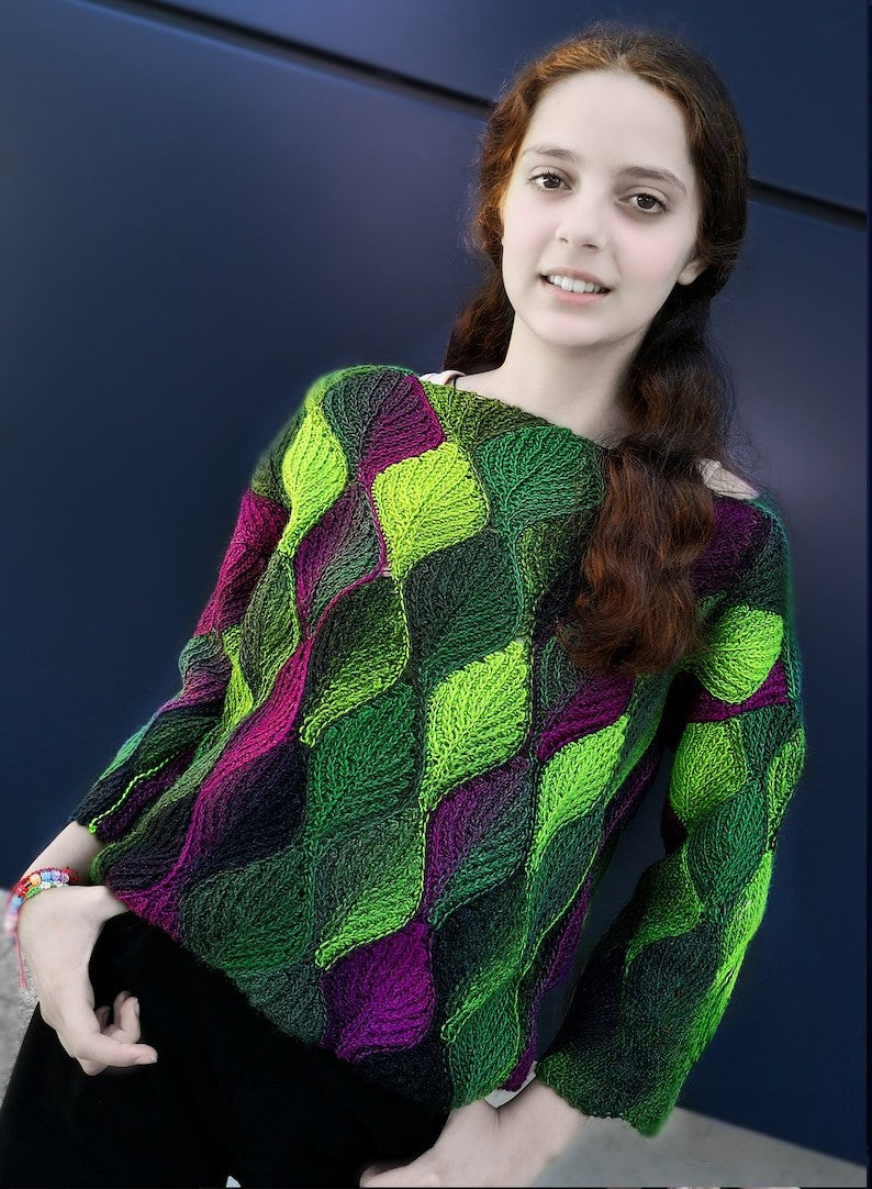 Leafy pullover crochet pattern