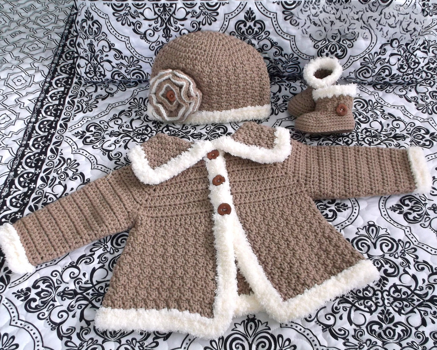 Crochet Baby Sweater, Bootie & Hat Pattern Pack
