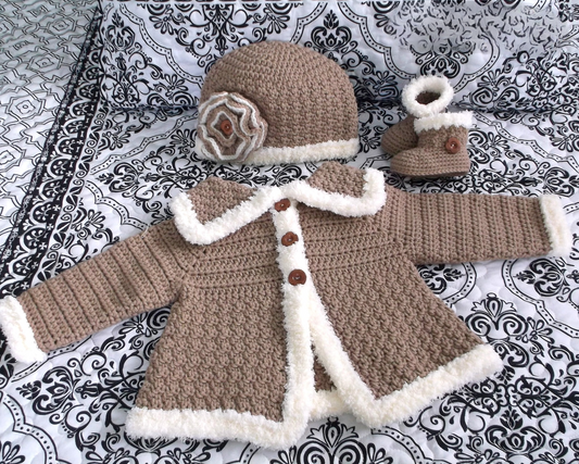 Crochet Baby Sweater, Bootie & Hat Pattern Pack