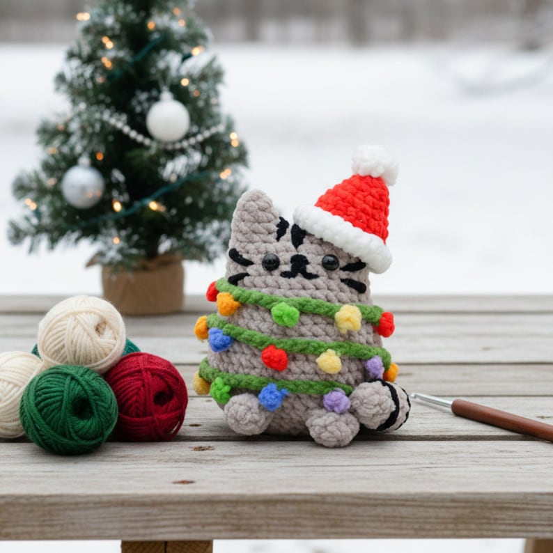 Christmas Cat Crochet PDF Pattern