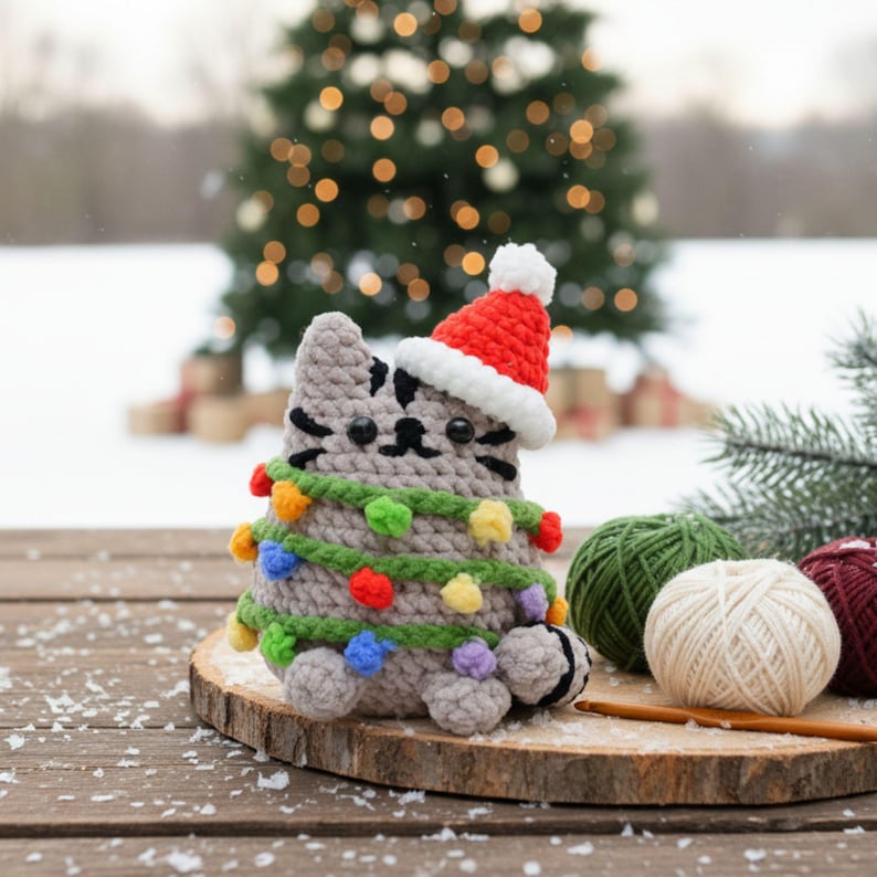 Christmas Cat Crochet PDF Pattern