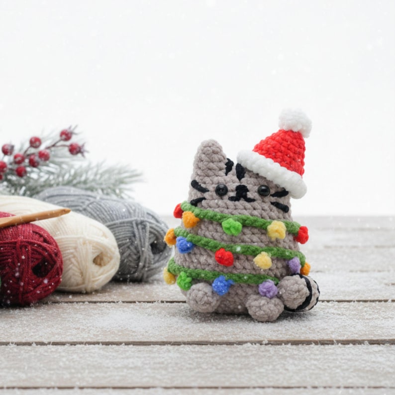 Christmas Cat Crochet PDF Pattern