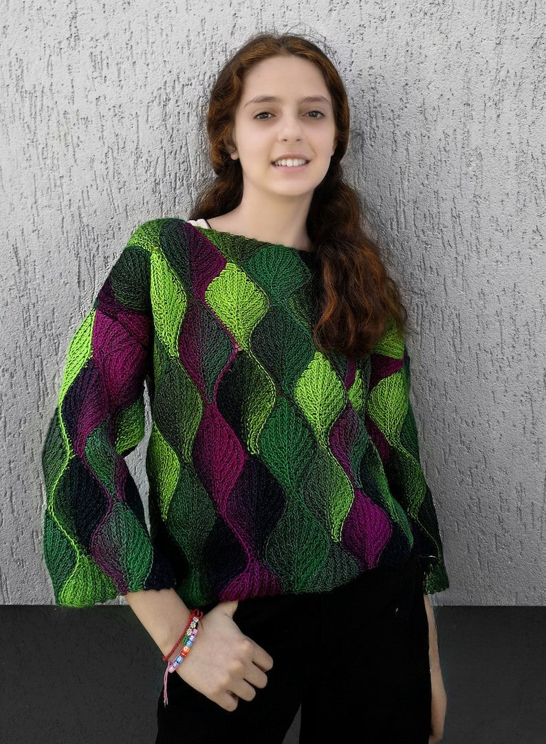 Leafy pullover crochet pattern