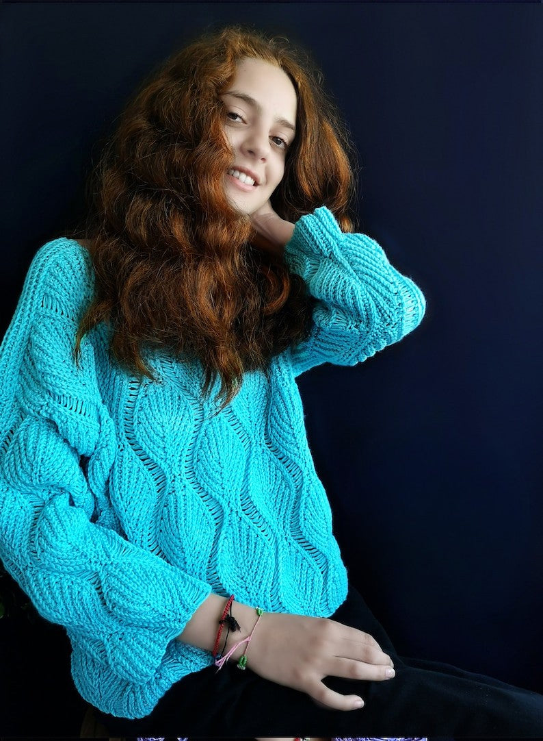 Leafy pullover crochet pattern