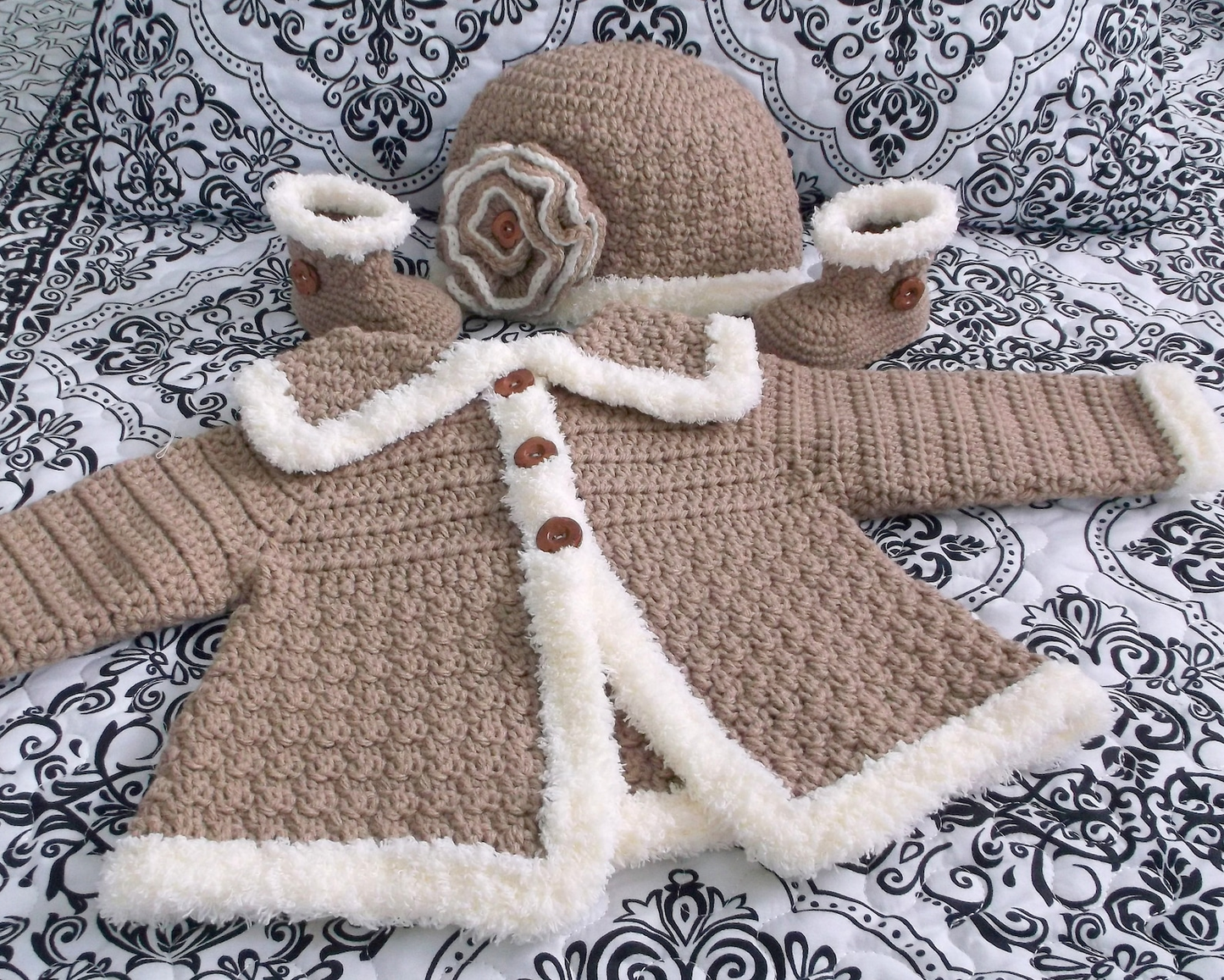 Crochet Baby Sweater, Bootie & Hat Pattern Pack